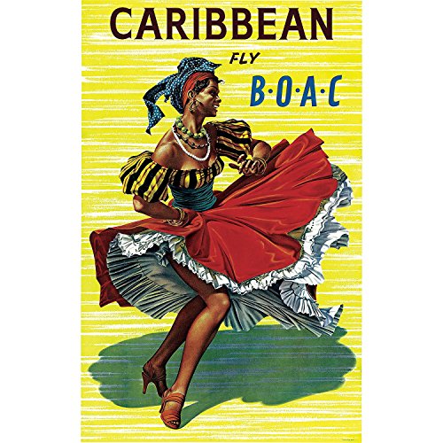 Affiche Caraïbes retro vintage de danse salsa pour decorer un salon exotique grand format