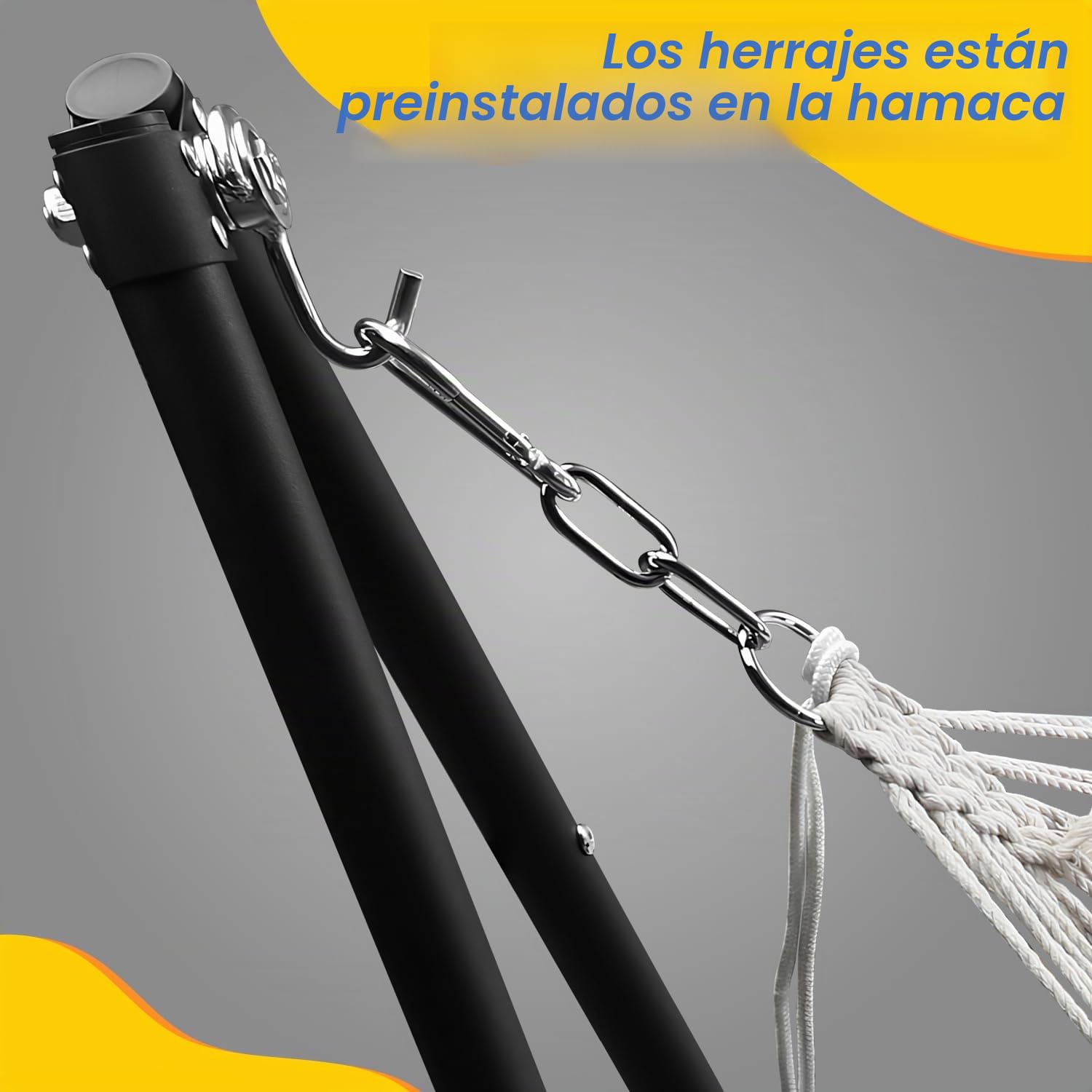 hamaca con estructura plegable y de metal, hasta 150 kg, silla colgante para camping y jardín, con bolsa de transporte