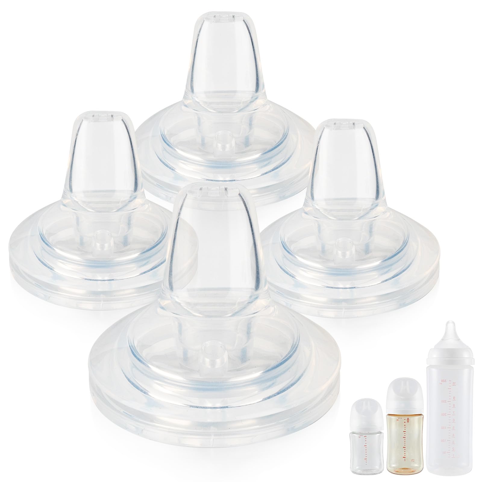 Sippy Spout Nipples for Pigeon PPSU&PP Nursing Baby Bottle and Glass Baby Bottles,Soft Silicone Sippy Cup Nipples,Leak-Proof,Variable Flow Conversion