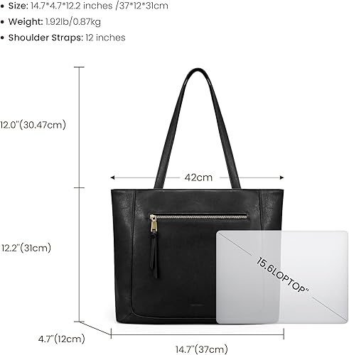 Miniatura 4 de befen Bolsas de cuero genuino para mujer, bolso grande de cuero para el trabajo, bolsa de mano con compartimento para laptop