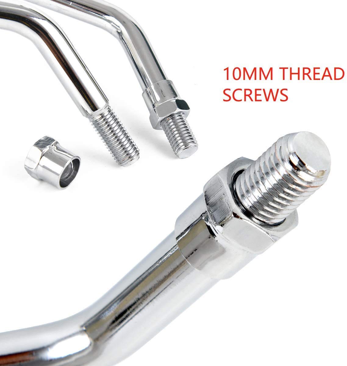 Specchietti retrovisori cromati, Specchietti universali da 10mm Specchietti retrovisori laterali Manubrio cromati Compatibile con HONDA SUZUKI Aprilia e Cruiser Scooter