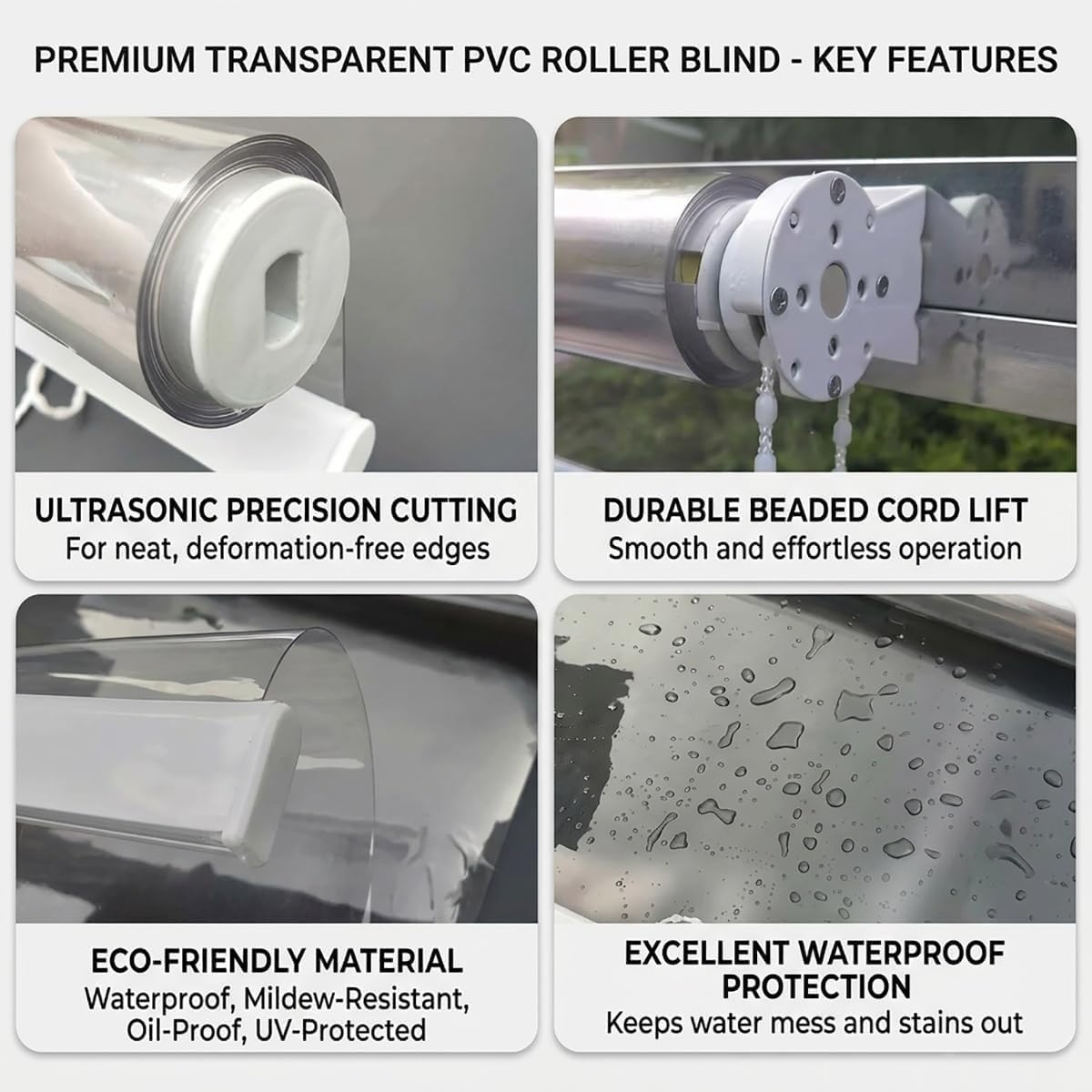 Stores Enrouleurs en Vinyle, PVC Transparent Rideaux Enroulement Imperméable
