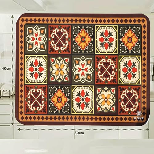 Image of HomeCloud Dish Drying Mat for Kitchen Counter - Super Absorbent, Non-Slip & Heat-Resistant - Quick Dry Rack Pad for Dishes, Utensils, Coffee Maker - Stain-Hiding Design (Coffee)