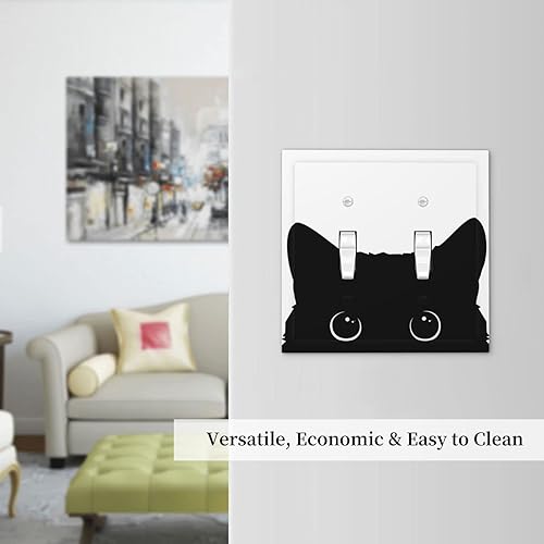 Miniatura 7 de Cubierta decorativa para interruptor de luz de doble palanca de gato, placa de pared eléctrica de 2 cuadras, placa frontal eléctrica para decoración