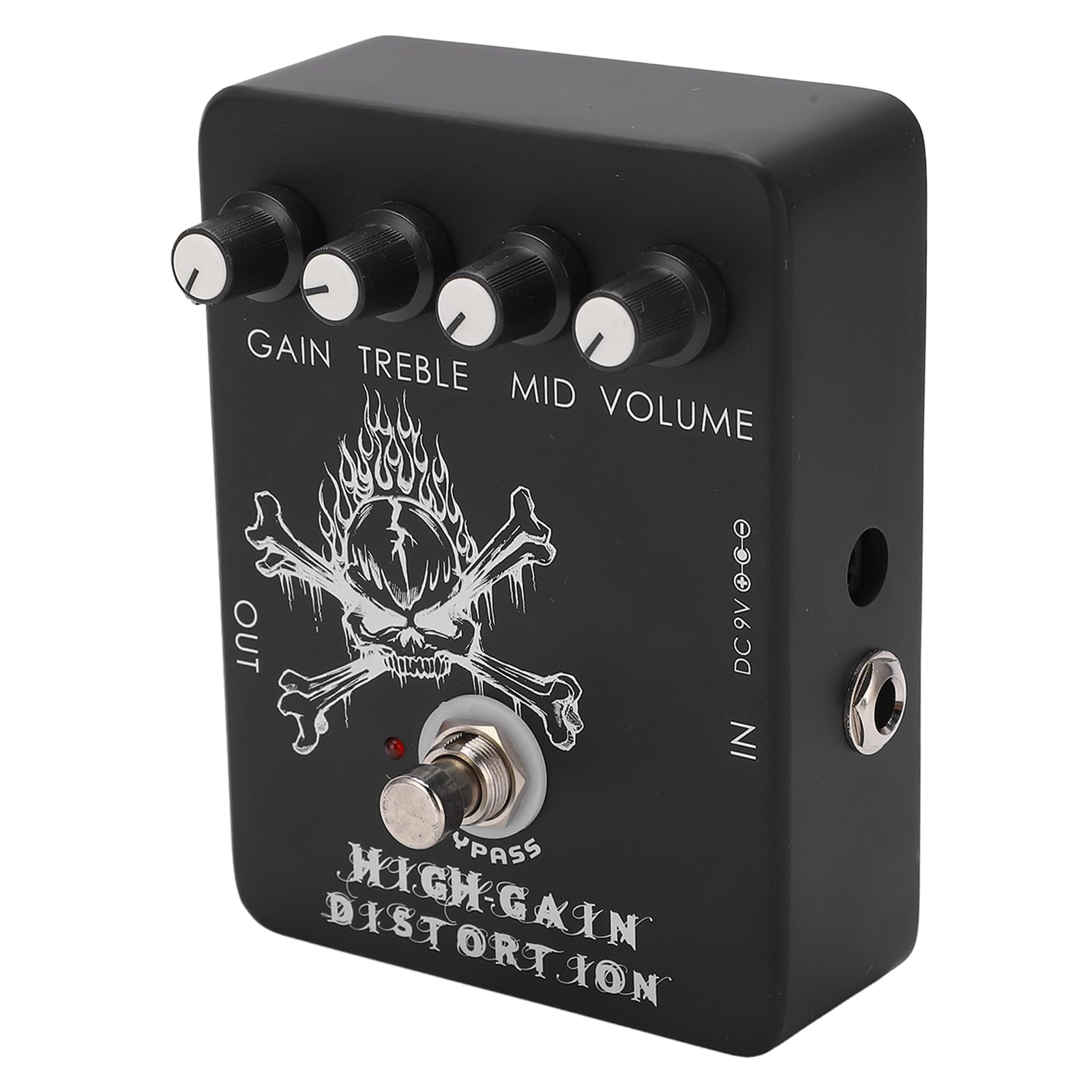VGEBY Pedale per Chitarra Distorsore, Effetto Ad Alto Guadagno in Metallo Nero con Luce LED per Chitarristi Elettrici