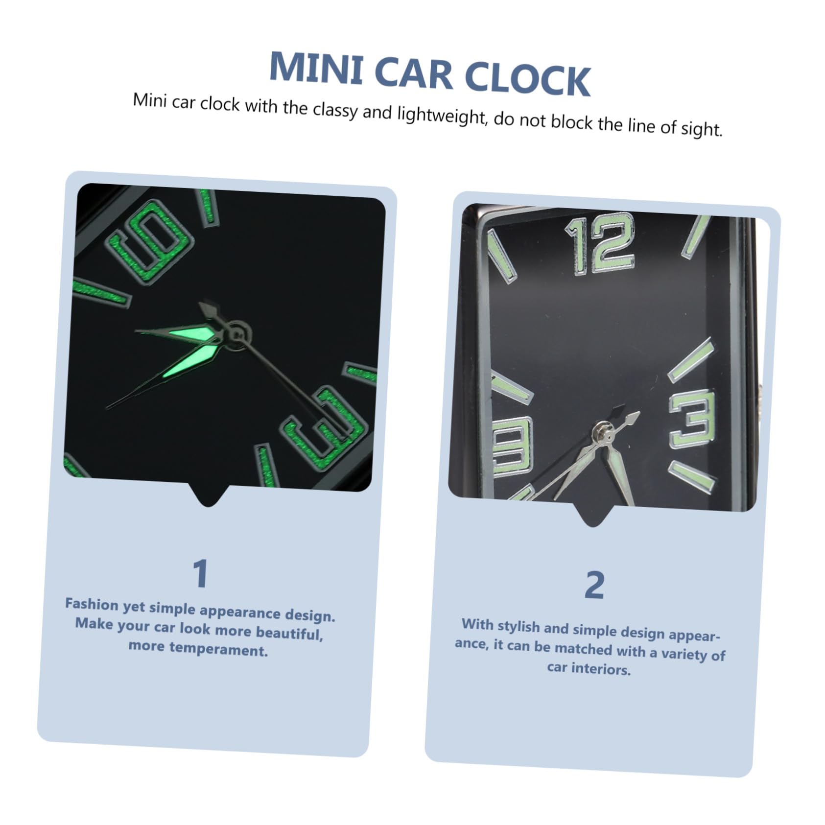 Reloj Negro Analógico para Adhesivo Pequeño Salpicadero, de Coche