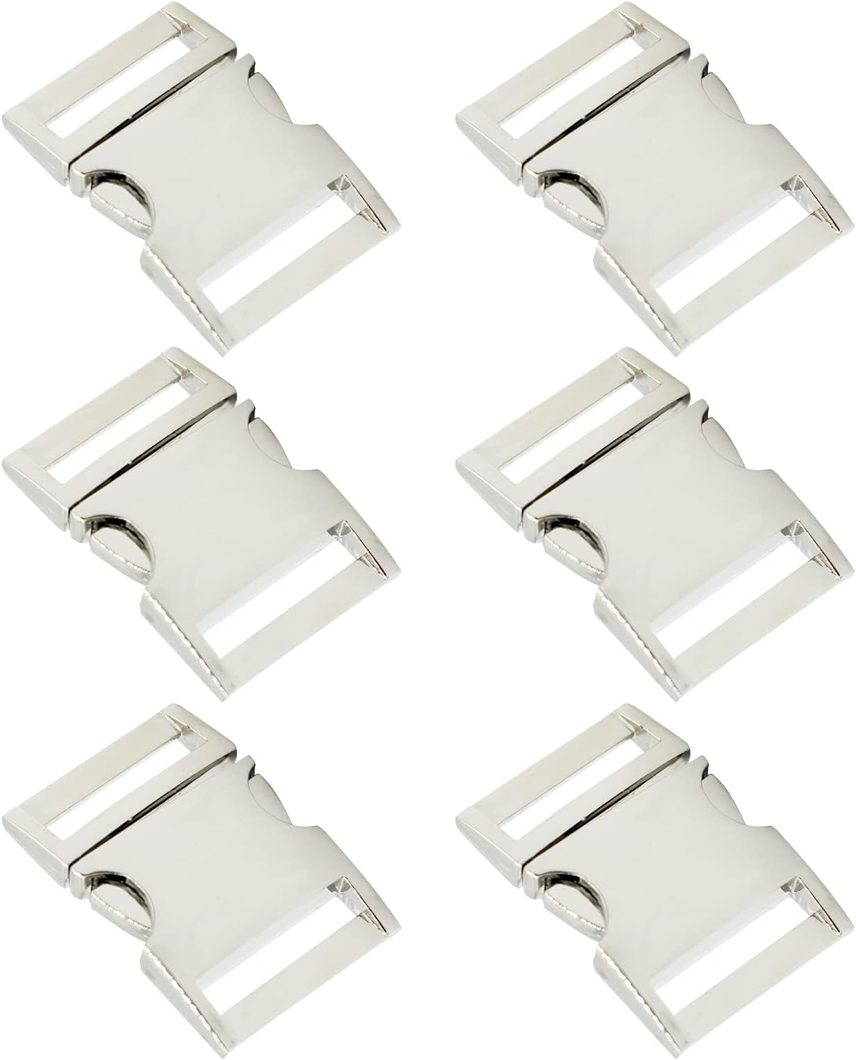 6 pcs 3/4 inch Zinc Alloy Metal Buckle Double Side Quick Release Buckles for 20mm Nylon Strap Backpack Webbing Belt