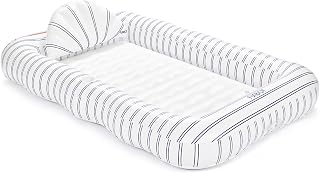 FUNBOY White & Navy Cabana Tanning Pool Lounger with Pillow & Cup Holder