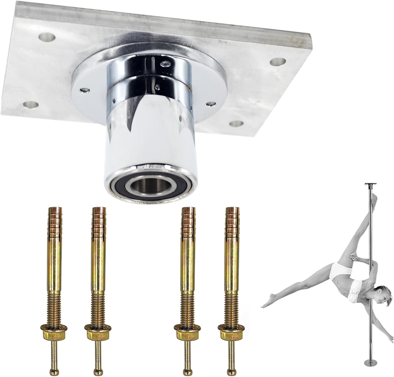 Ceiling Mount for 45mm Dance Pole, Fixed Top Plate, Heavy-Duty Steel for Safety & Stability, Rectangular Mount for Home & Studio Dancing Poles, Replacement Part
