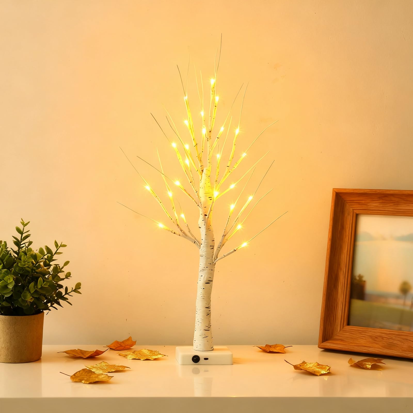 24 LED Birch Tree Lights Battery Powered or USB Interface DIY Bonsai Elf Lamp Suitable for Decorating Bedroom Headboards Study Desks Living Room and Coffee Shops Christmas Decoration — image 1