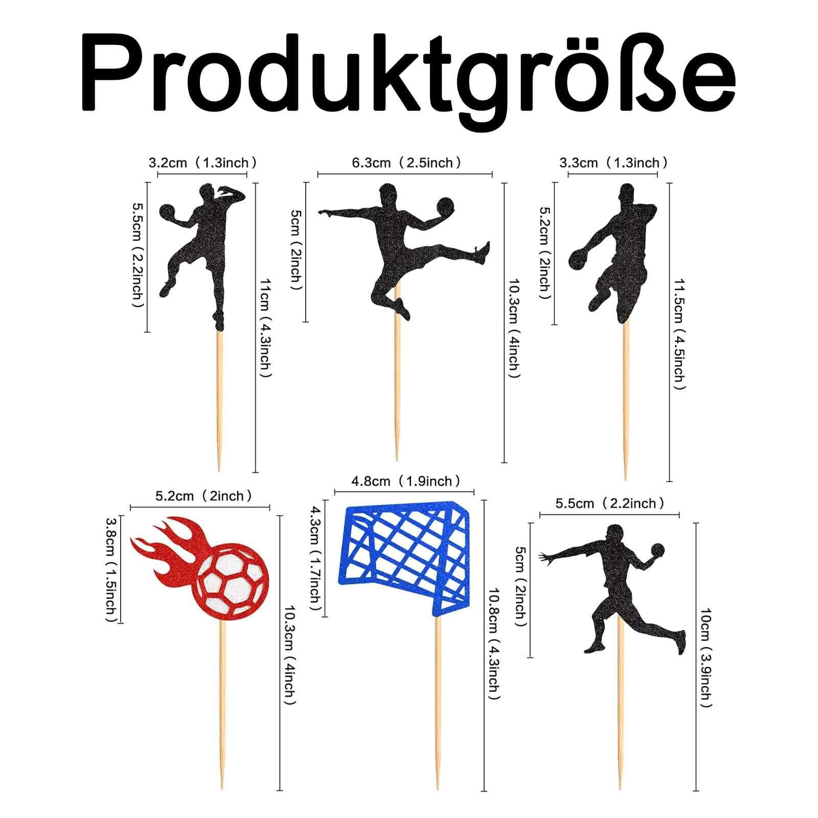 30 Stück Handball Cupcake-Dekoration – 6 Verschiedene Motive, Aus Karton, Für Sportpartys & Geburtstage