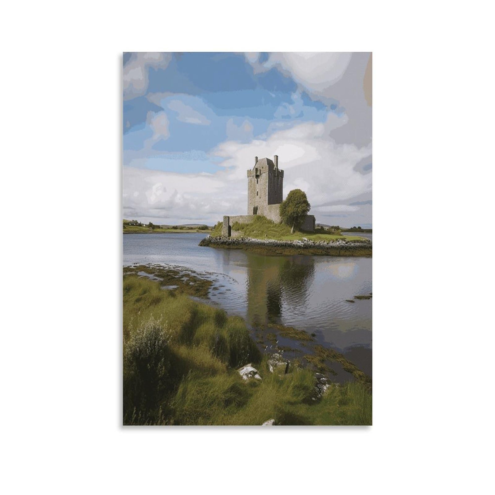 View of The Dunguaire Castle Canvas Wall Art Prints Hangable Decor Painting for Wall Prints Painting Artwork Modern Decorative Artwork Ready to Hang Wall Pictures for Home Decor 24x36inch(60x90cm)