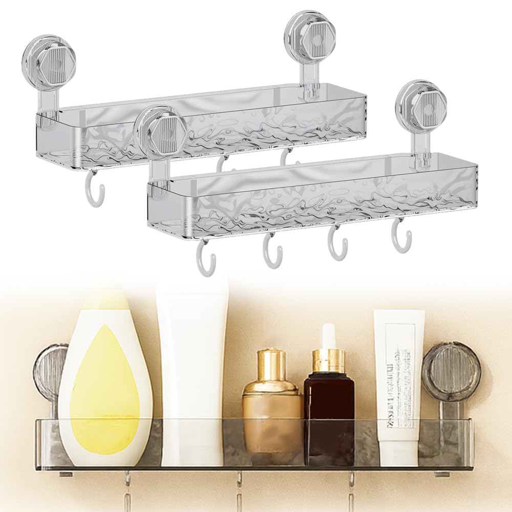 Corrugated Suction Cup Storage Holder 2025 New Suction Cup Shower Shelf Plastic Shower Caddy No-Drill Bathroom Kitchen Organizers