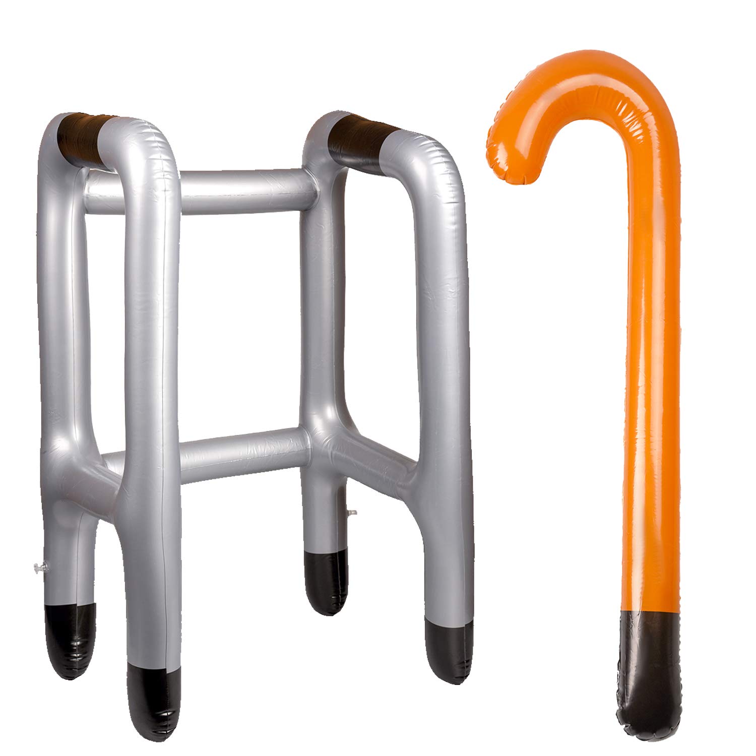 Berolle 2 PCS Inflatable Zimmer Frame and Walking Stick Inflatable Frame Inflatable Walking Stick Blow Up Toy Dress Up Accessories for Halloween Cosplay