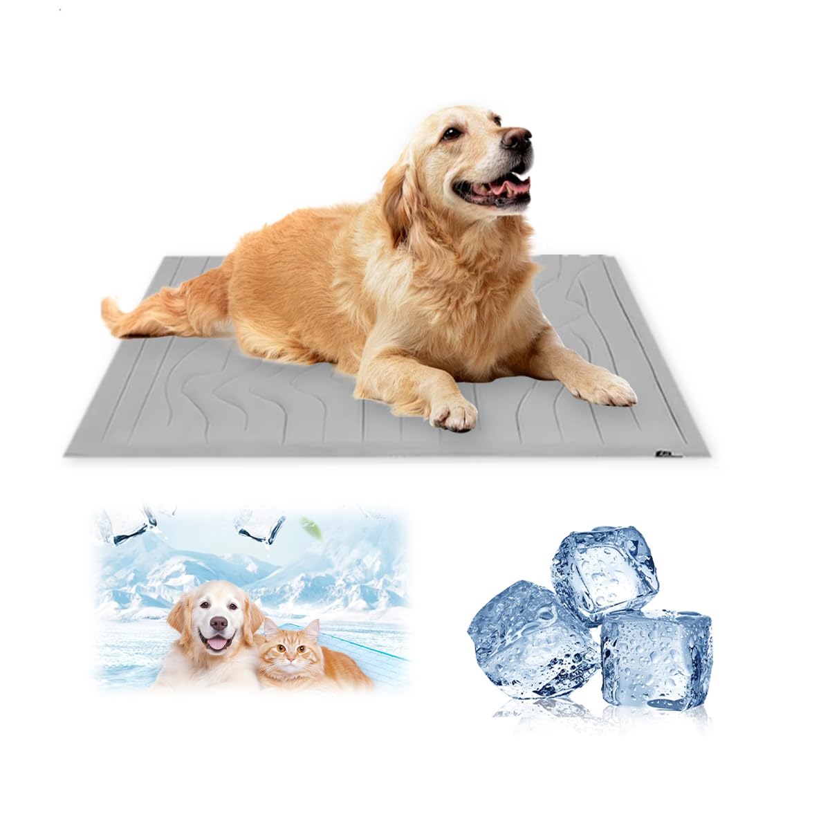 Tapis rafraîchissant pour chien, tapis rafraîchissant amélioré pour chiens, lit respirant pour chien avec design antidérapant, tapis frais durable pour chats et chats, lavable en été, tapis de