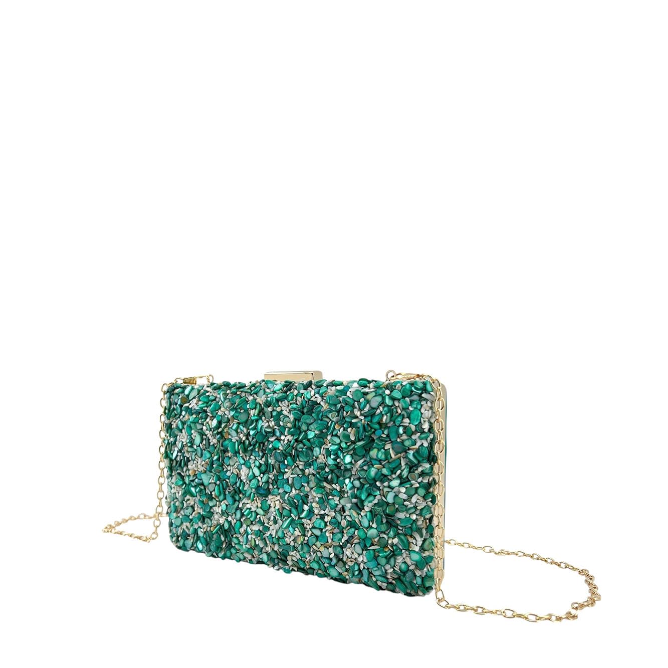 MODELISA - Bolso Clutch Piedra Cartera De Mano Fiesta Cadena Hombro Evento Noche Comunion Boda Novia Mujer
