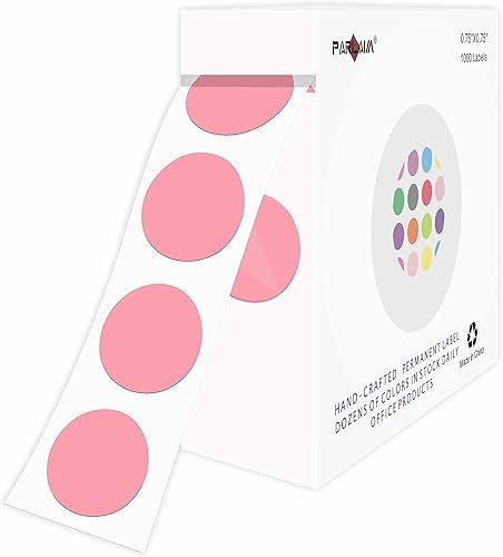 PARLAIM Etiquetas circulares redondas adhesivas de 0.75 pulgadas de código de color en rollo, 1000 calcomanías por caja dispensadora, 34 pulgadas de