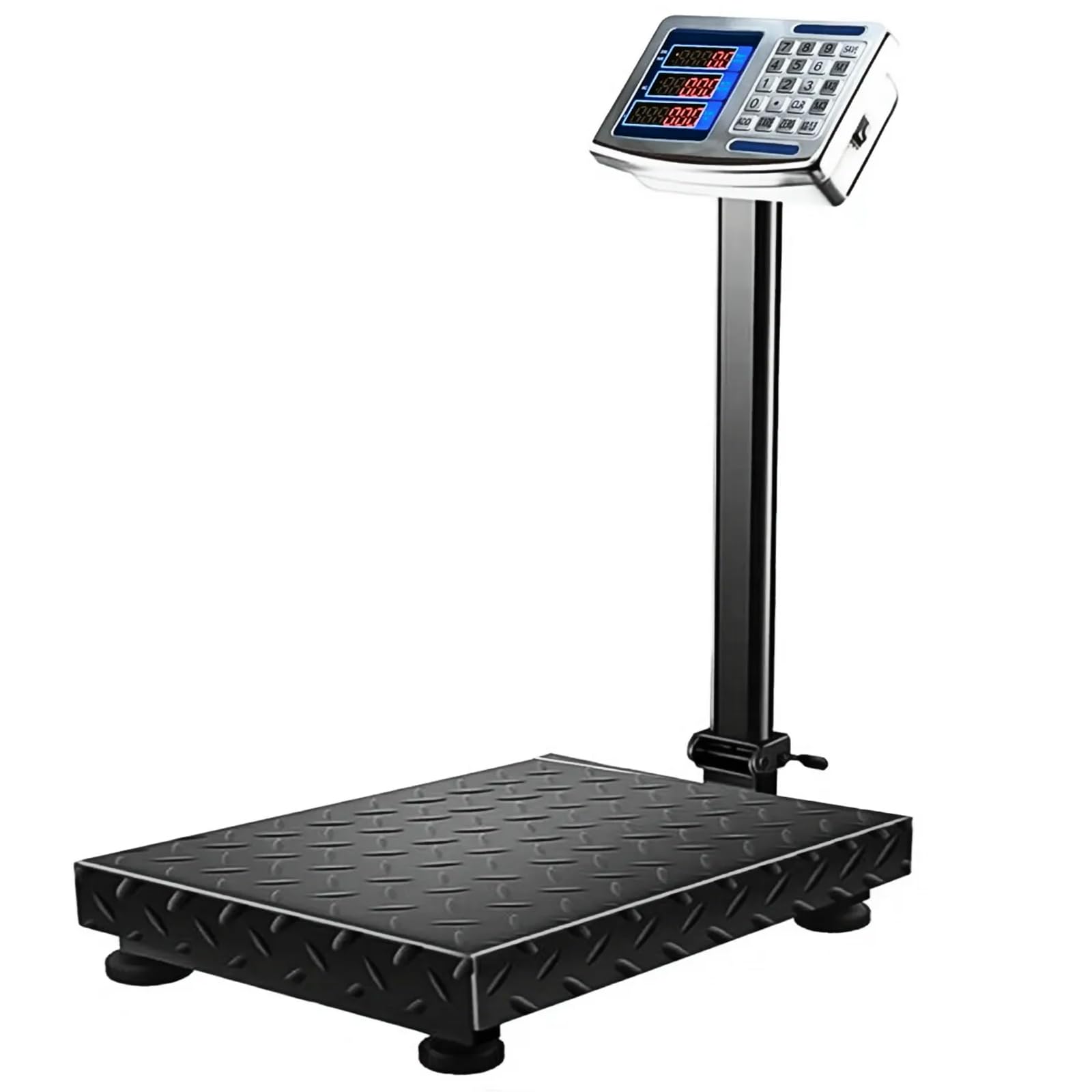 Voltix Bilancia Elettronica 300kg, Bilancia Pesa Pacchi Digitale Professionale Ricaricabile con Display in Acciaio Inox e Braccio Pieghevole