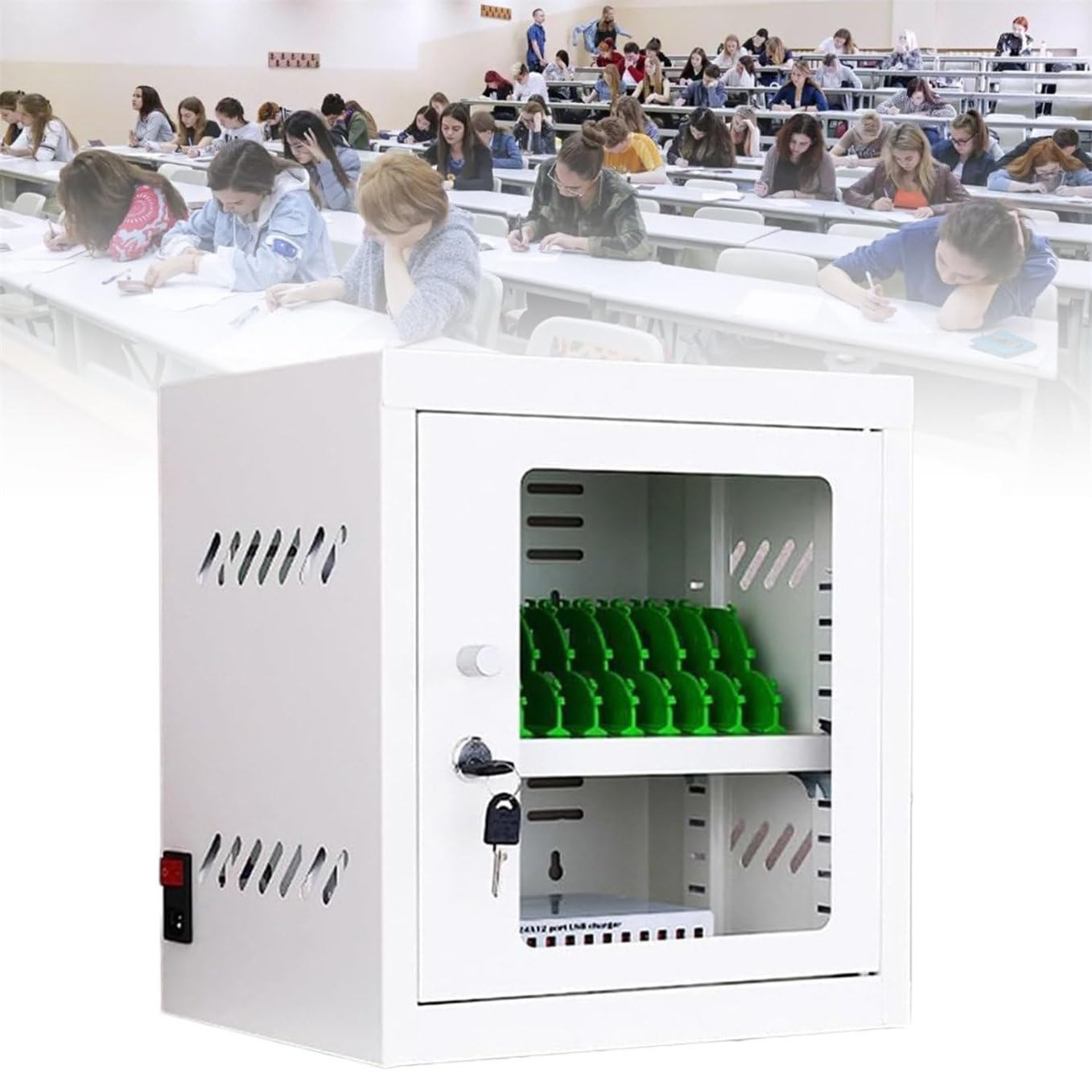 OLSKFUH Phone Storage Cabinet Portable Charging Mobile Phone Cabinet, Rechargeable Cellphone Locker Storage Charging Station, Cellphone Usb Charging Station,12slots