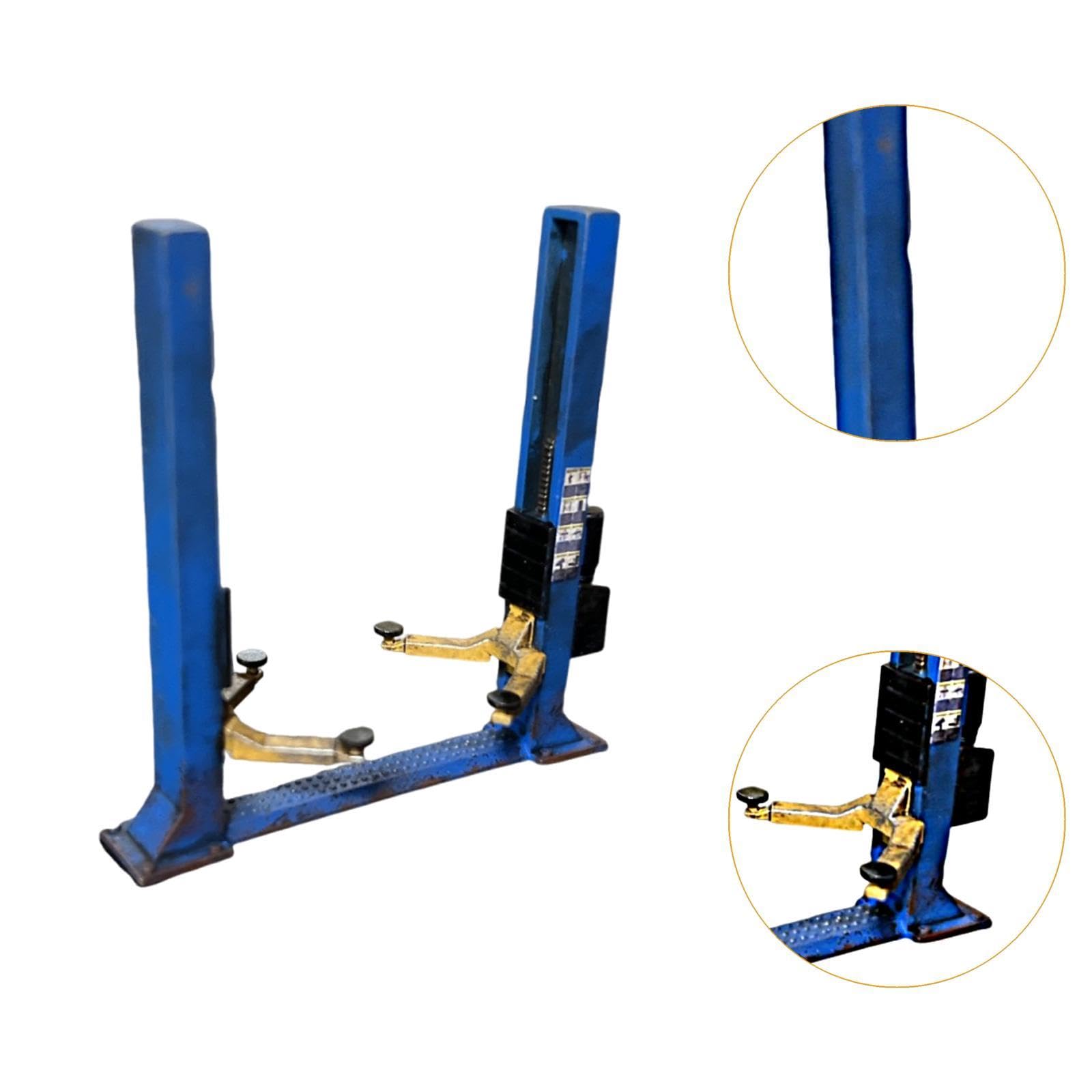 Automobile Lift Model Mini Ascensore per Auto Attrezzatura Officina Riparazione Decorazione Scenica Realizzato in PP Adatto per Appassionati di Dioram, Aspetto Rustico Blu