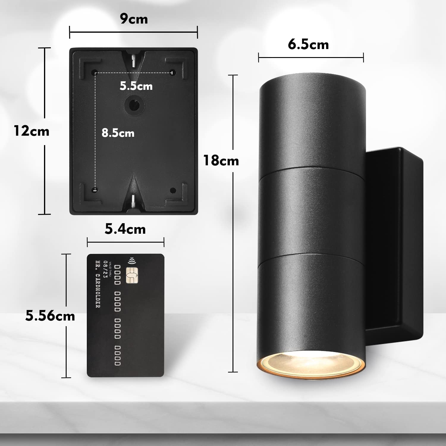 LED Wandleuchte Wandlampe aussen 2 Stück, IP65 Modern Außenleuchte Außenlampe Wand, Up Down GU10 Aussenleuchte Aussenbeleuchtung Ausenbeleutung für Balkon Haus Treppenhaus Hauswand, Schwarz