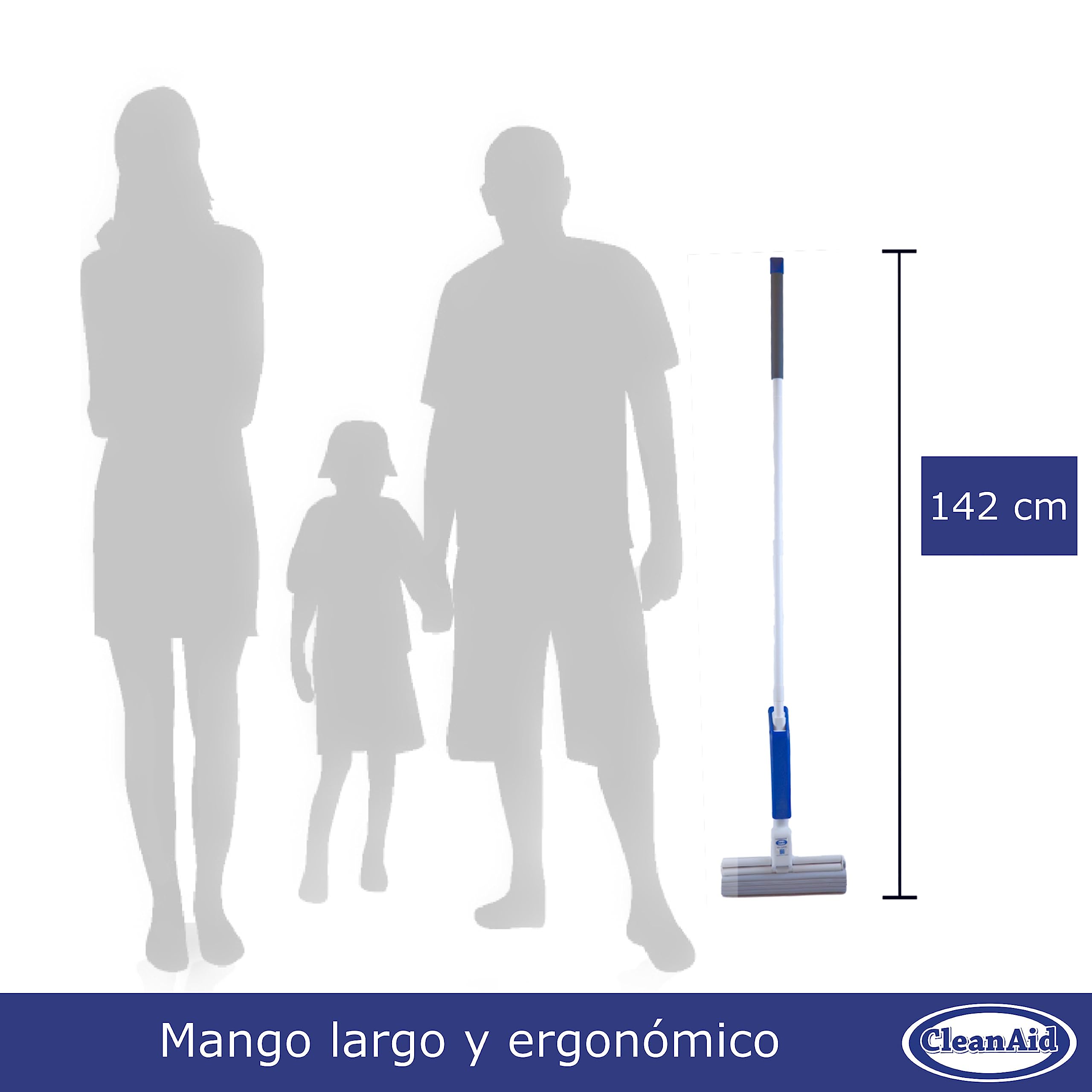 Escoba fregona OneTouch Magic de CleanAid – Esponja PVA Ultra Absorbente Permite Limpiar los Suelos sin mojarse y ensuciarse Las Manos Ideal para Todas Las Superficies Lisas