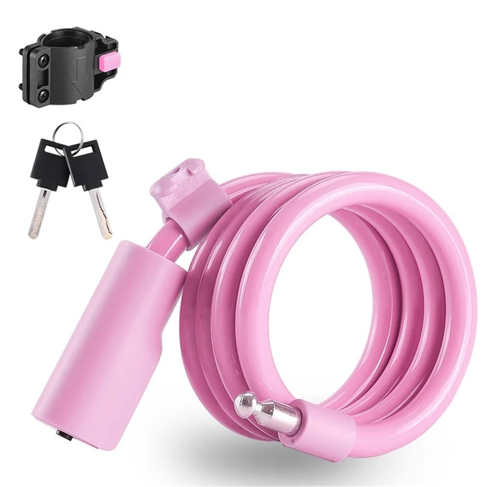 Arupmn Pink 2 Keys Chain Lock Multicolor Bicycle Cable Lock Portable Anti-Theft Wire Mtb Road Bike Cycling Motorcycle Handlebar Lock(Pink 2 Keys)