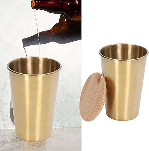 Miniatura 5 de Pilipane Vasos de acero inoxidable de 16.9 fl oz con tapa, vasos de metal de alta calidad, taza de cerveza de acero inoxidable, apto para