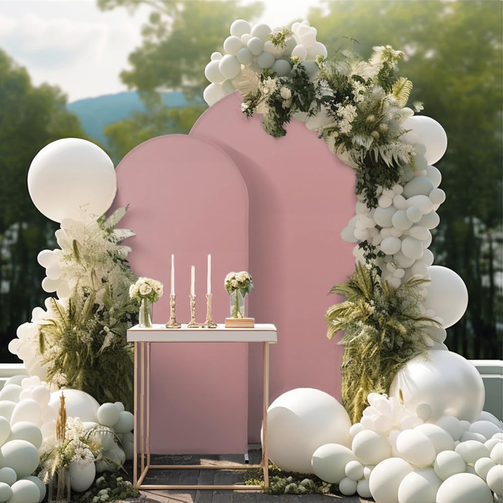 Housse de fond en élasthanne pour arche de mariage - 2 m - Pour réception, fête prénuptiale, fête d'anniversaire, révélation du sexe - Rose poudré