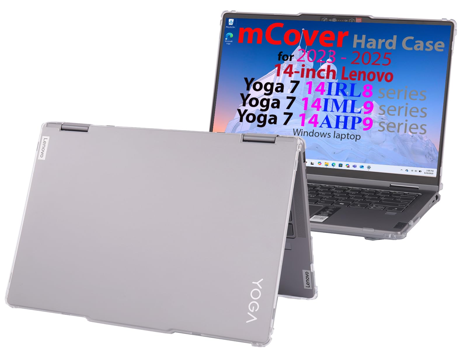 mCover Étui Coque Ordinateur Portable 14 Pouces Compatible Lenovo Yoga 7 14IRL8 14IML9 14AHP9 Série 2023-2025 Transparent