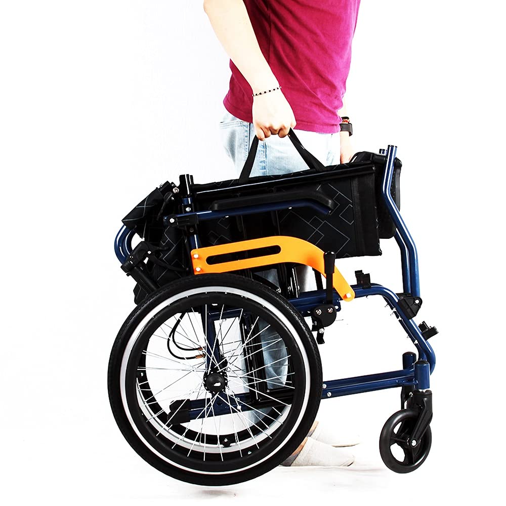Silla de ruedas de aluminio autopropulsada manual y plegable ligera con ruedas de liberación rápida, marco plateado, ayuda de movilidad para viajes, silla cómoda propulsada por asistente