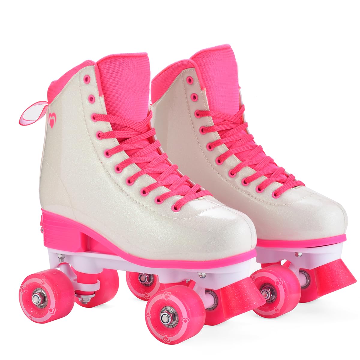 ERNAN Roller Skates for Girl Women Light Up High Top Double Row Adjustable PU Skates Shoes for Kid Beginner Indoor Outdoor (Red, L(39-42))
