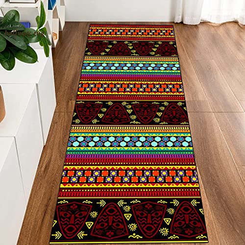 Siunwdiy Alfombra Runner, Alfombra De Cocina Lavable Antideslizante Marroquí Colorido Cocina Runner Entrada Alfombra Pasillo Alfombra Runners,Rojo,140x500cm Cover