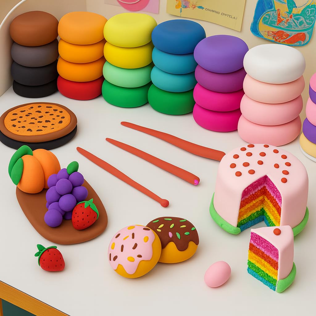 24 Pcs Air Dry Clay for Kids (3–10 Years) | Super Soft Foam Clay | Non-Toxic Air Dry Clay for Craft, DIY Models & School Projects | Lightweight Super Clay Set for Creativity 3