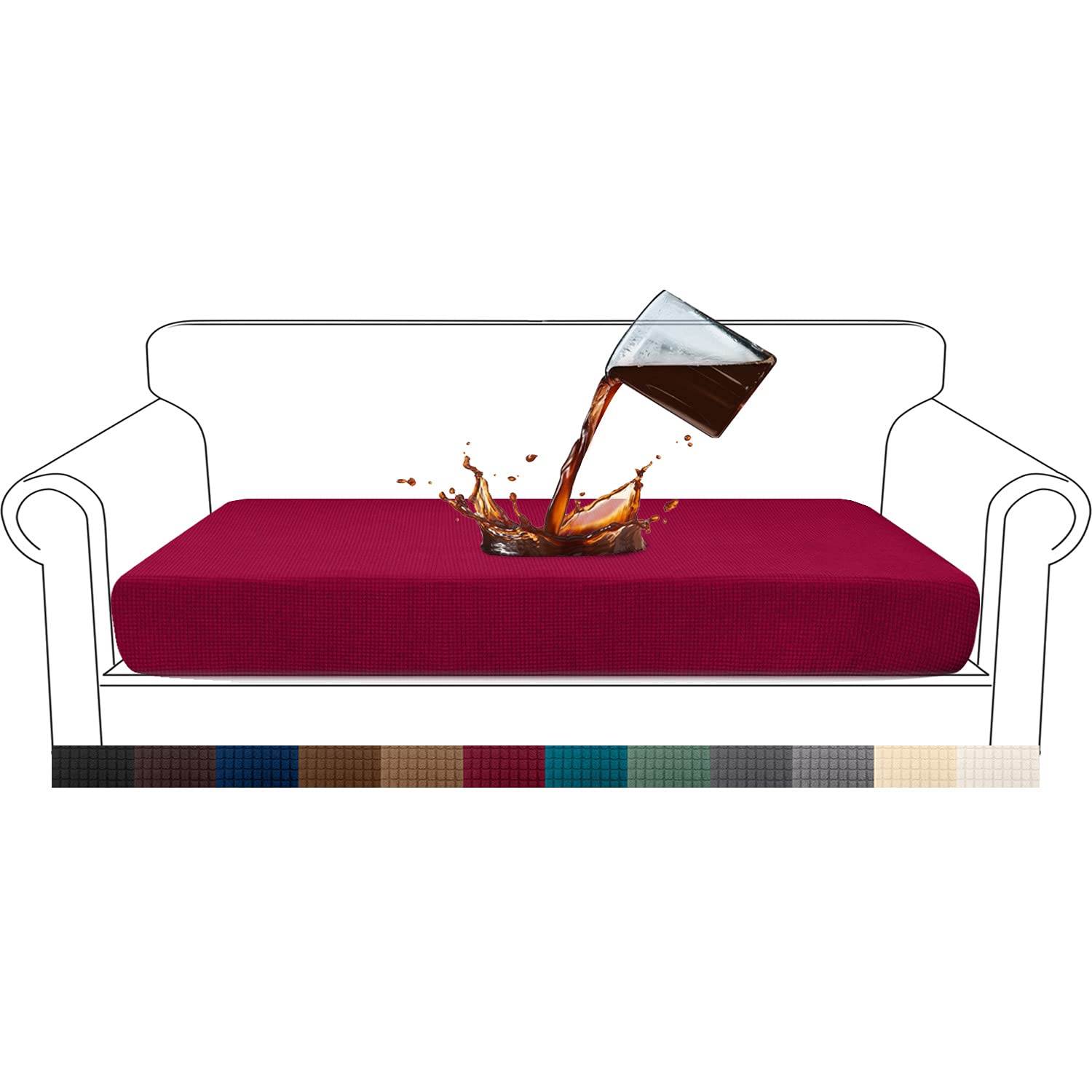 Granbest Premium Wasserdicht Sofa Sitzkissenbezug, High Stretch Jacquard Sitzkissenschutz Sofasitzbezug für Couch