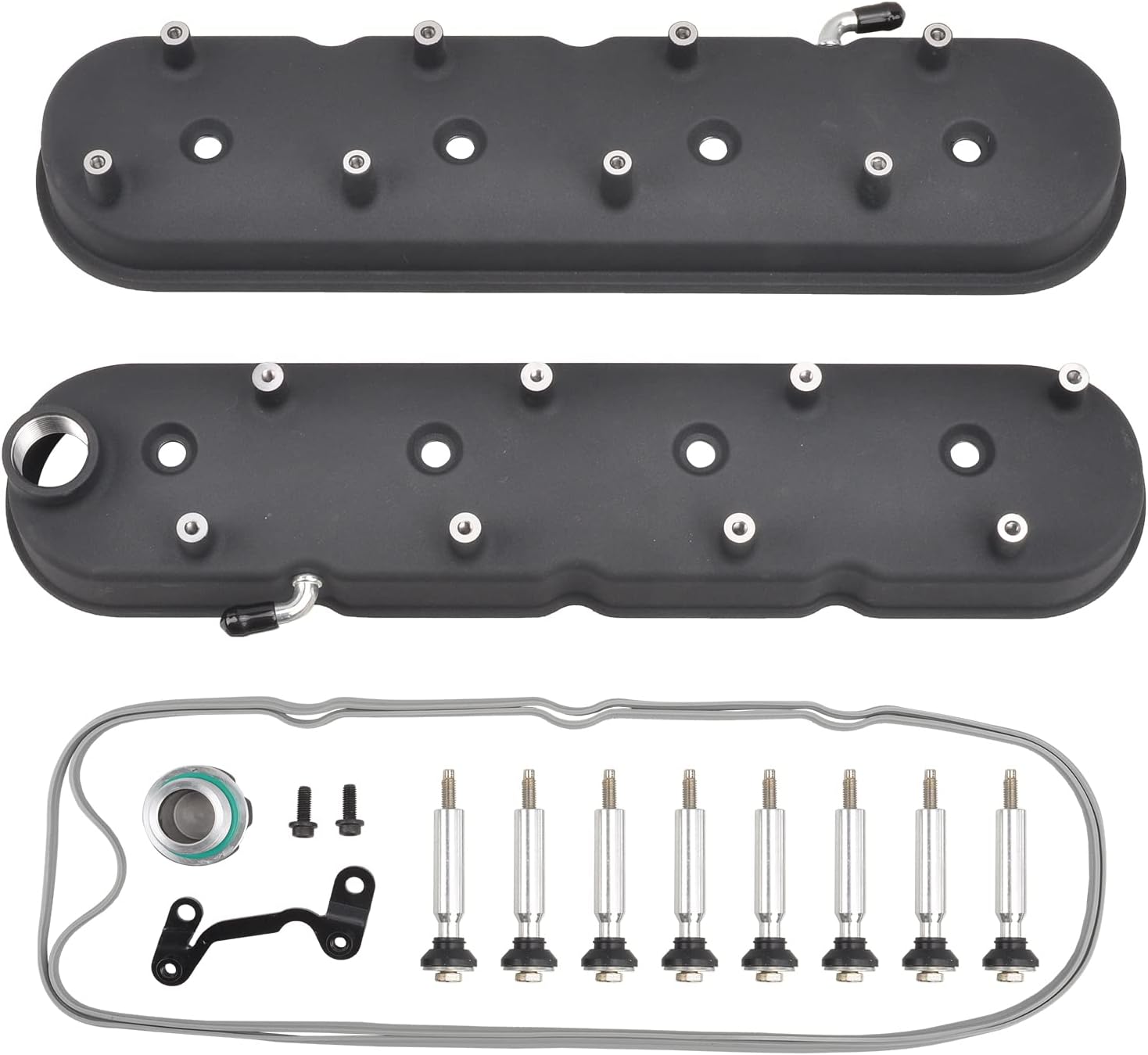 Cast Aluminum Engines Valve Cover with Coil Mounts Compatible with GM LS LS1 LS2 LS3 LS6 5.3 6.0 - Black