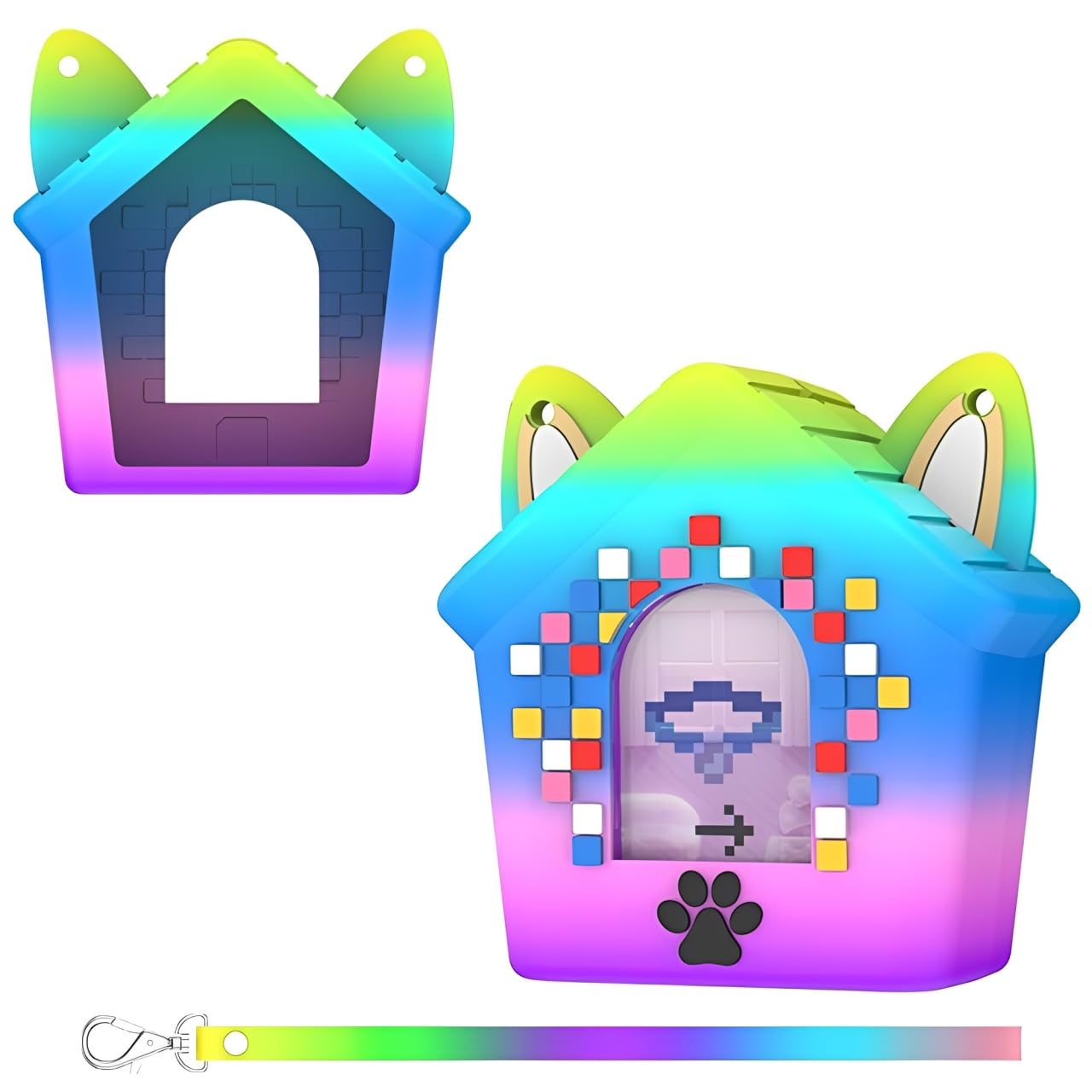 Funda de silicona para Bitzee Doghouse, juguete digital interactivo, funda protectora de silicona para Bitzee Doghouse, mascota electrónica virtual con cordón (multicolor)