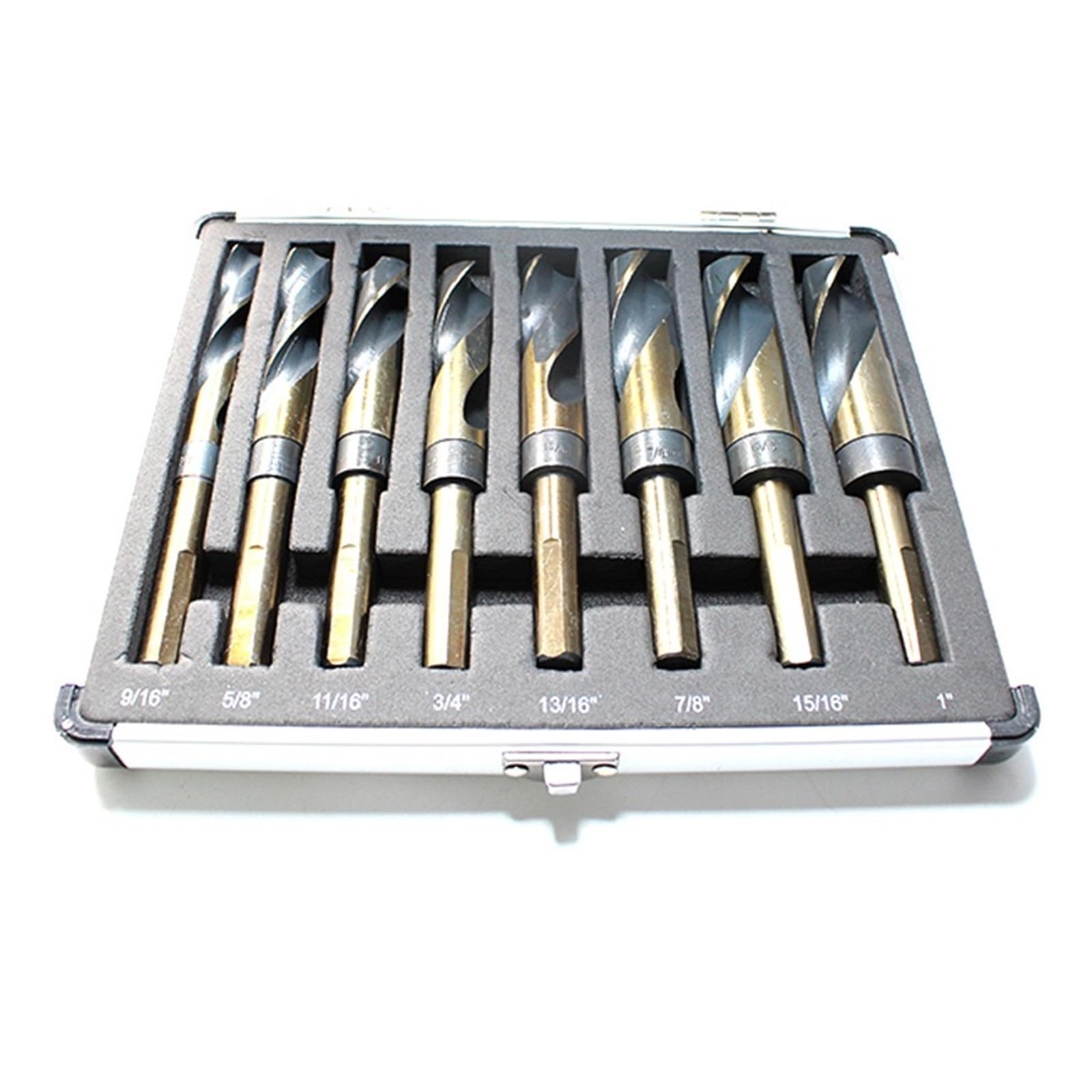Set di punte da trapano elicoidali HSS da 8 pezzi, 14-25,5 mm, punte da trapano a punta divisa da 1/2 "con codolo a 3 piatti da 1/2" per metallo, legno, alluminio, plastica, foratura