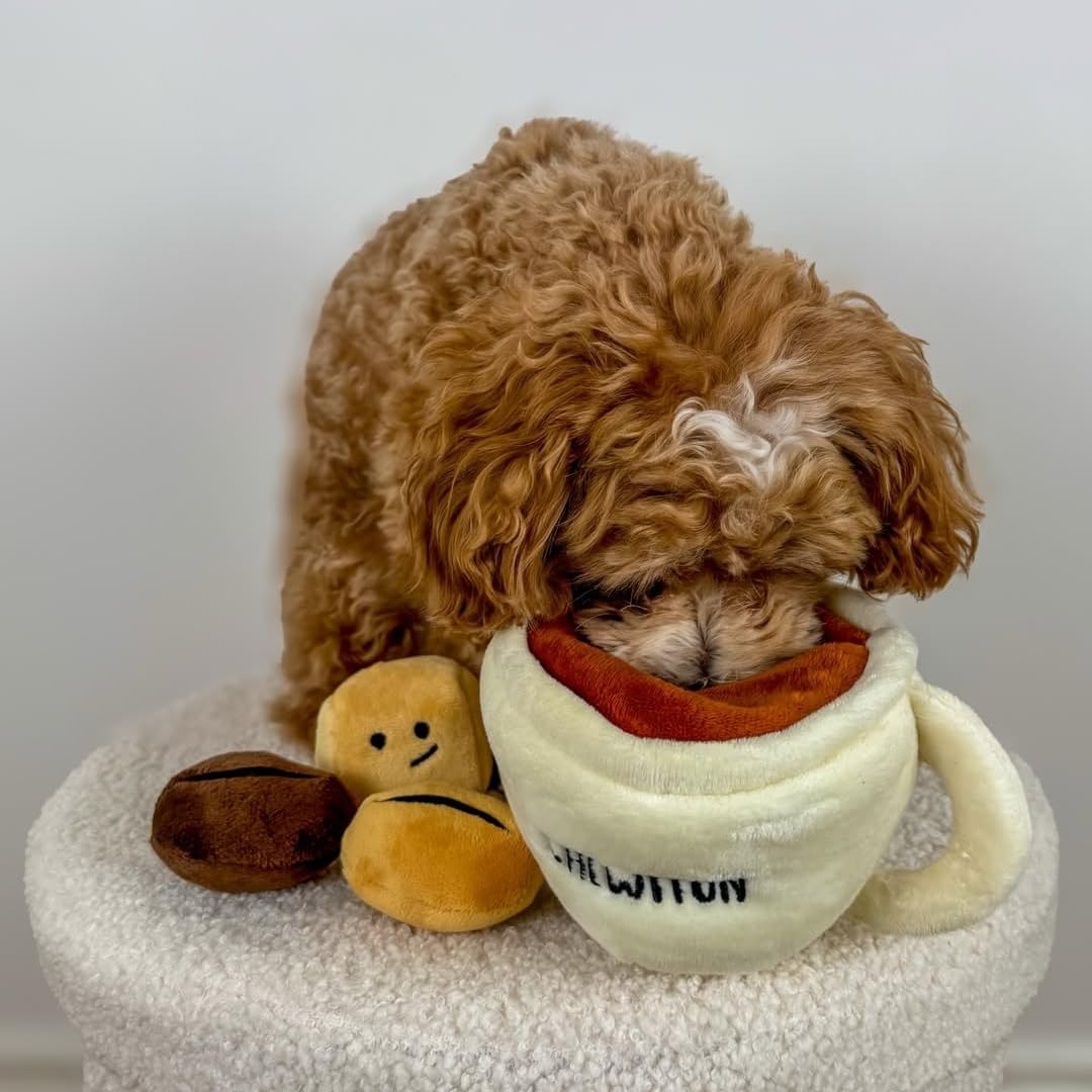 CHEWFFON Hunde-Spielzeug „Kaffeetasse“ – interaktives Schnüffel- & Versteckspielzeug mit Quietsch- und Knisterfunktion gegen Langeweile, Intelligenzspielzeug für alle Hunderassen