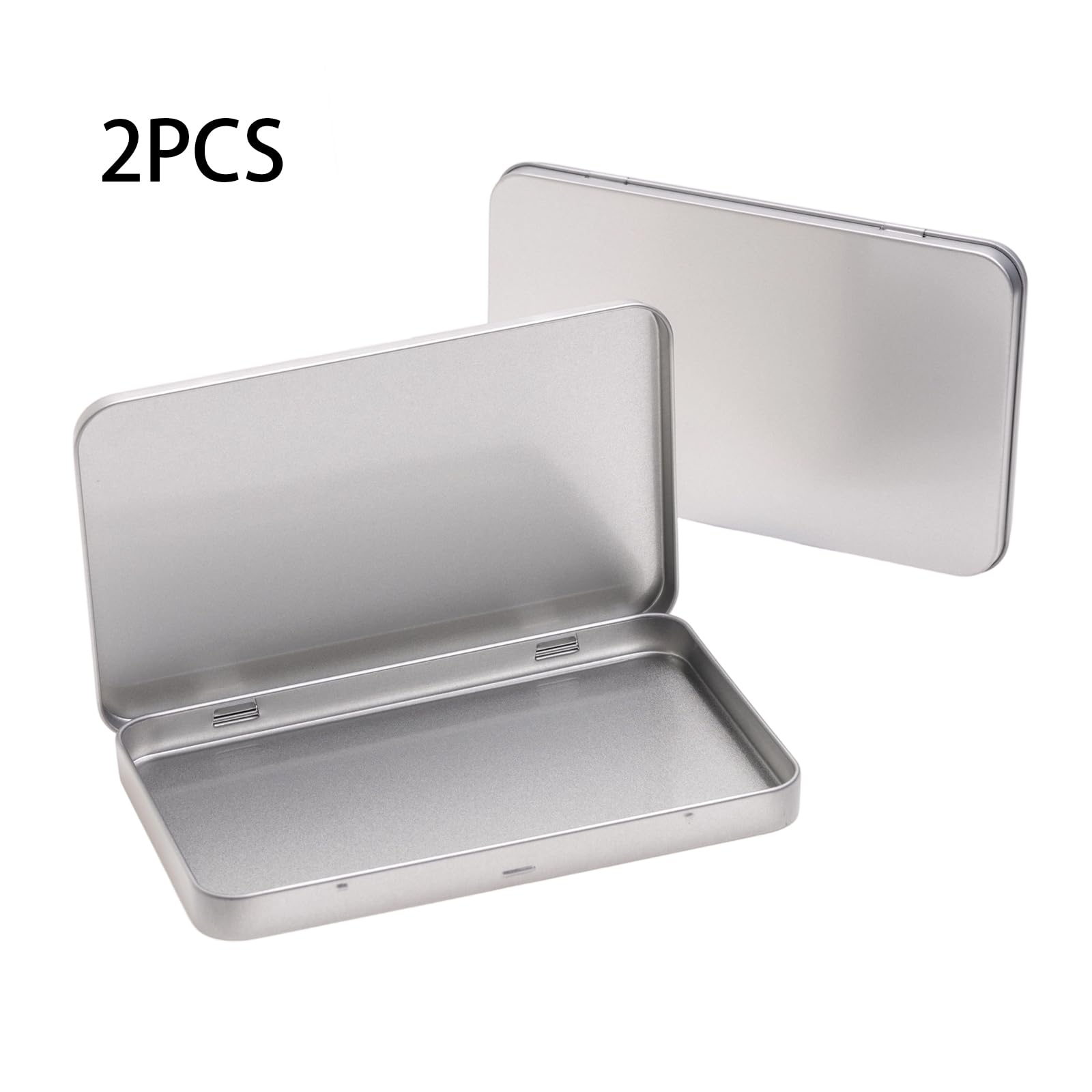 Silver Metal Tin Boxes - 2 Pack Storage -3 Silver Metal Tin Boxes - 2 Pack Storage -3