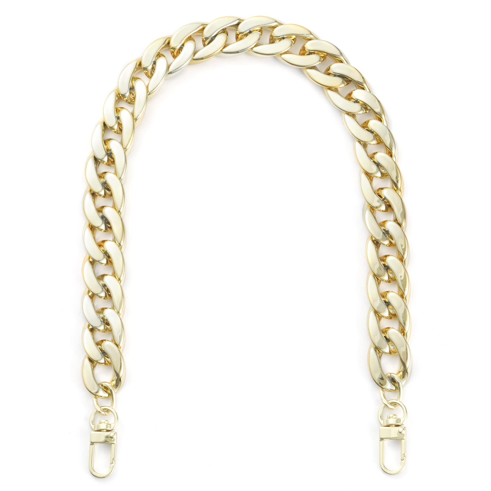 AUMEY 18 inch Oval Acrylic Chain and Clear Hand Bag Chain Set with Buckles (Gold)