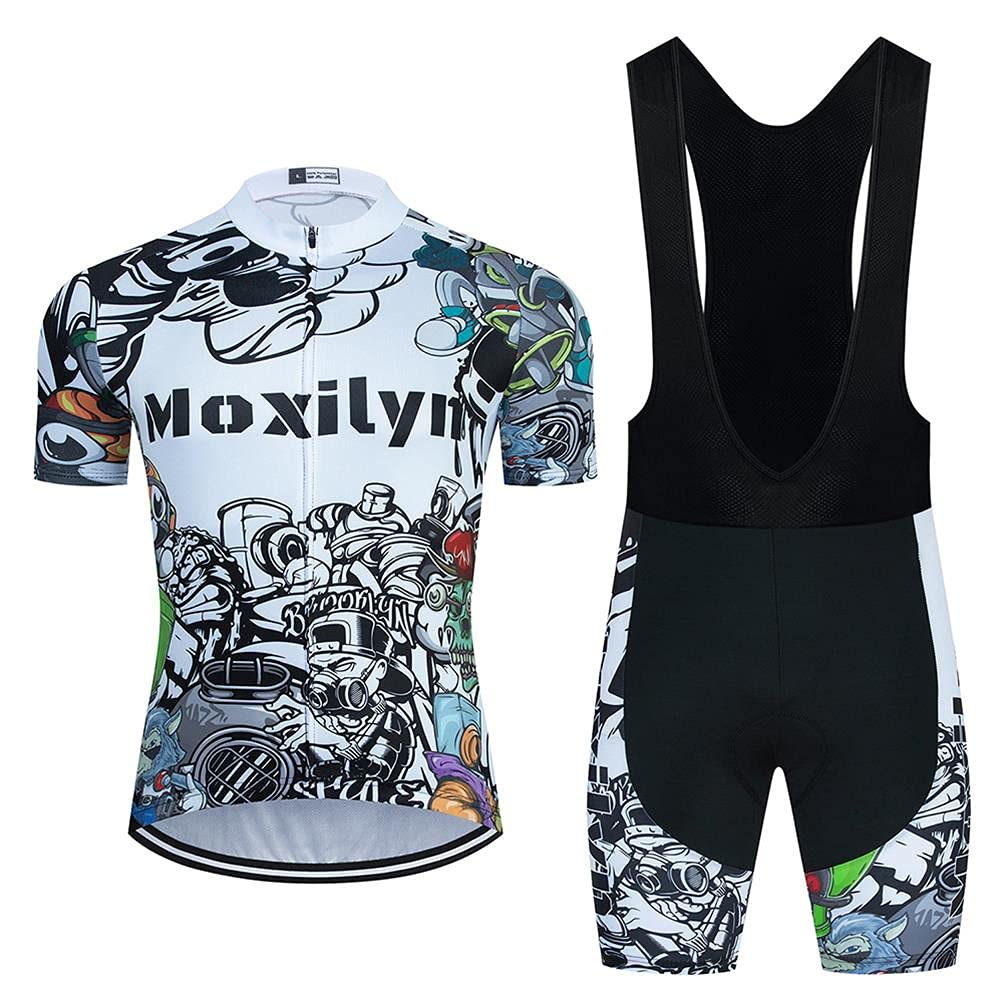 Hombres Jersey + Pantalones Cortos Mangas Cortas de Ciclismo Ropa Maillot Transpirable para Deportes al Aire Libre Ciclo Bicicleta