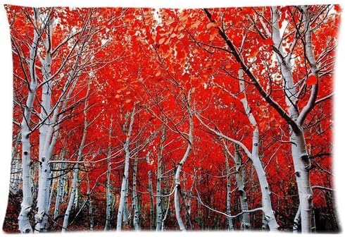 The Color of the World Series Red Maple 20 x 30 Cotton & Polyster Decorative Throw Pillow Cover Soft Custom Zippered Cushion Case (Two Sides Print)