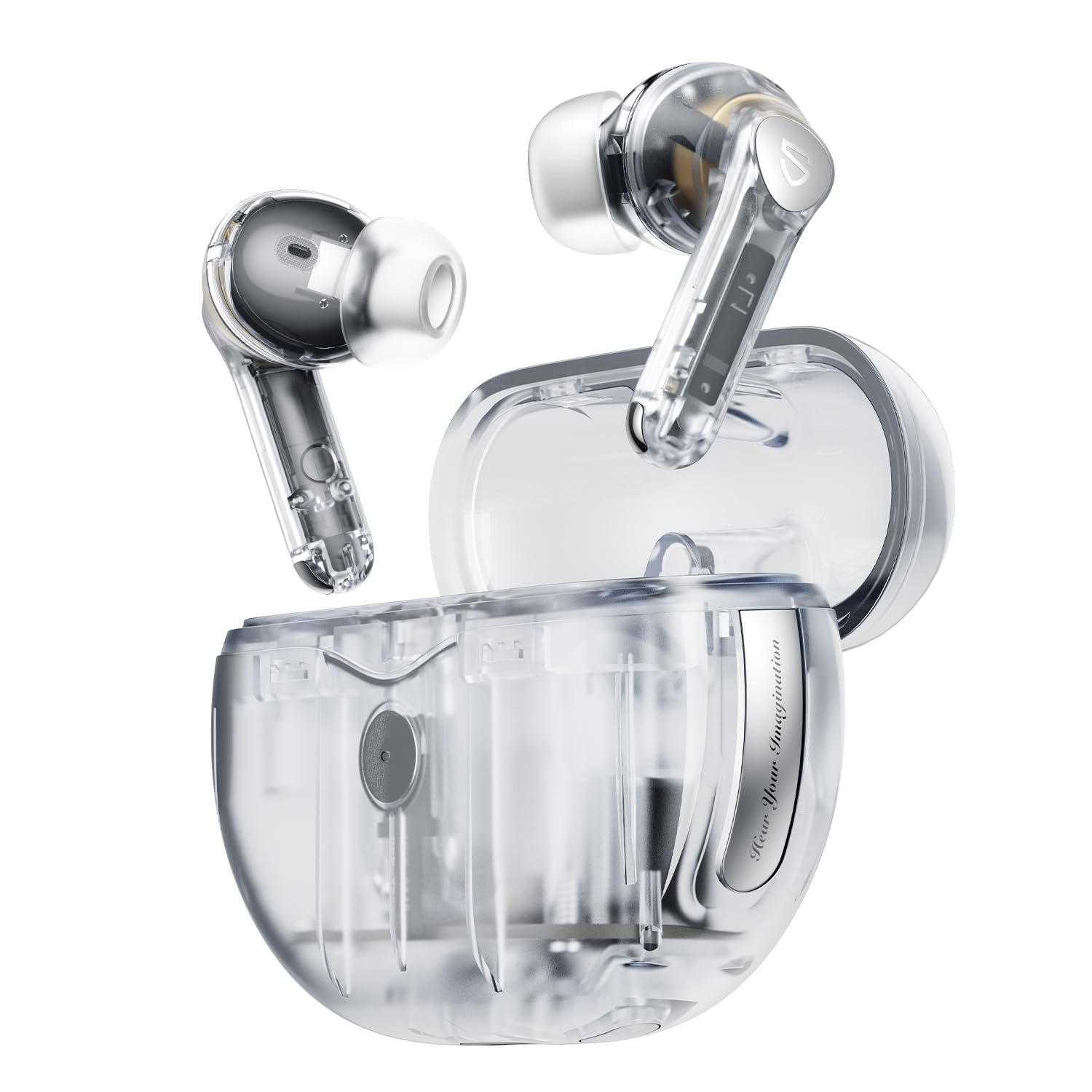 SoundPEATS Air4 Pro Auricolari Bluetooth 5.3 Cuffie Bluetooth in ear con cancellazione attiva adattiva del rumore,Qualcomm QCC3071 aptX Lossless Snapdragon Sound Aptx Voice con 6 Mic,Multipoint,26H Bianco trasparente