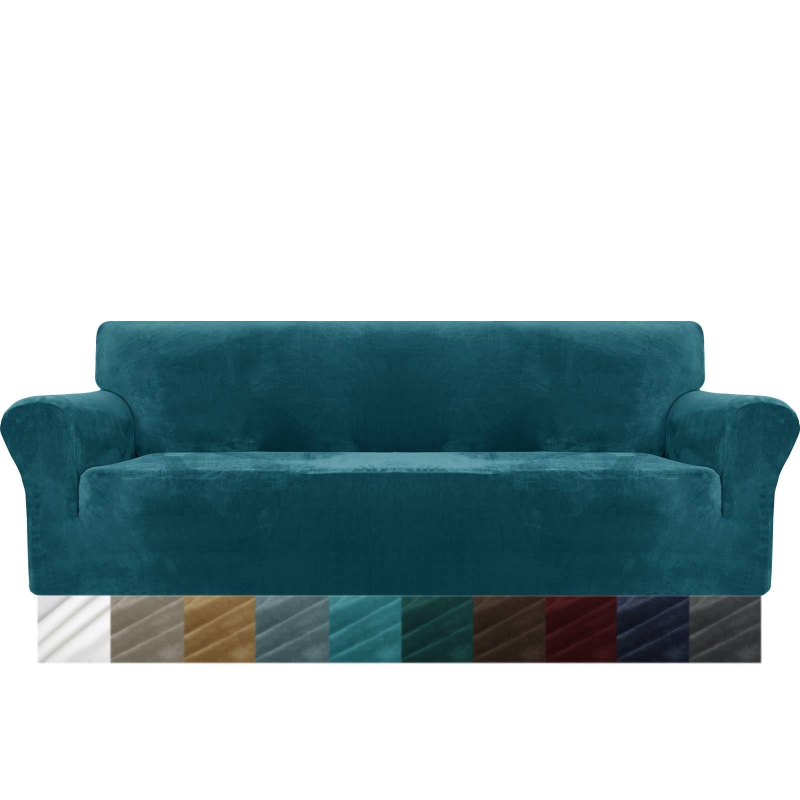 Maxijin Blackish Green Thick Velvet Extra Large Sofa Covers 4 Seater Super Stretch Oversized Couch Cover For Dogs Cat Pet 1-Piece Xl Sofa Slipcover Elastic Furniture Protector (4 Seater, )
