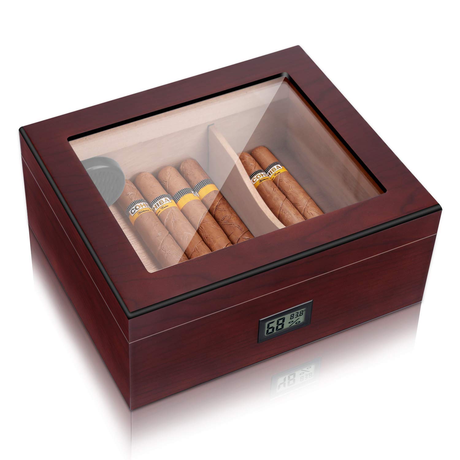Buy High Gloss Cigar Humidor Cigar Box, Real Solid Spanish Cedar Wood