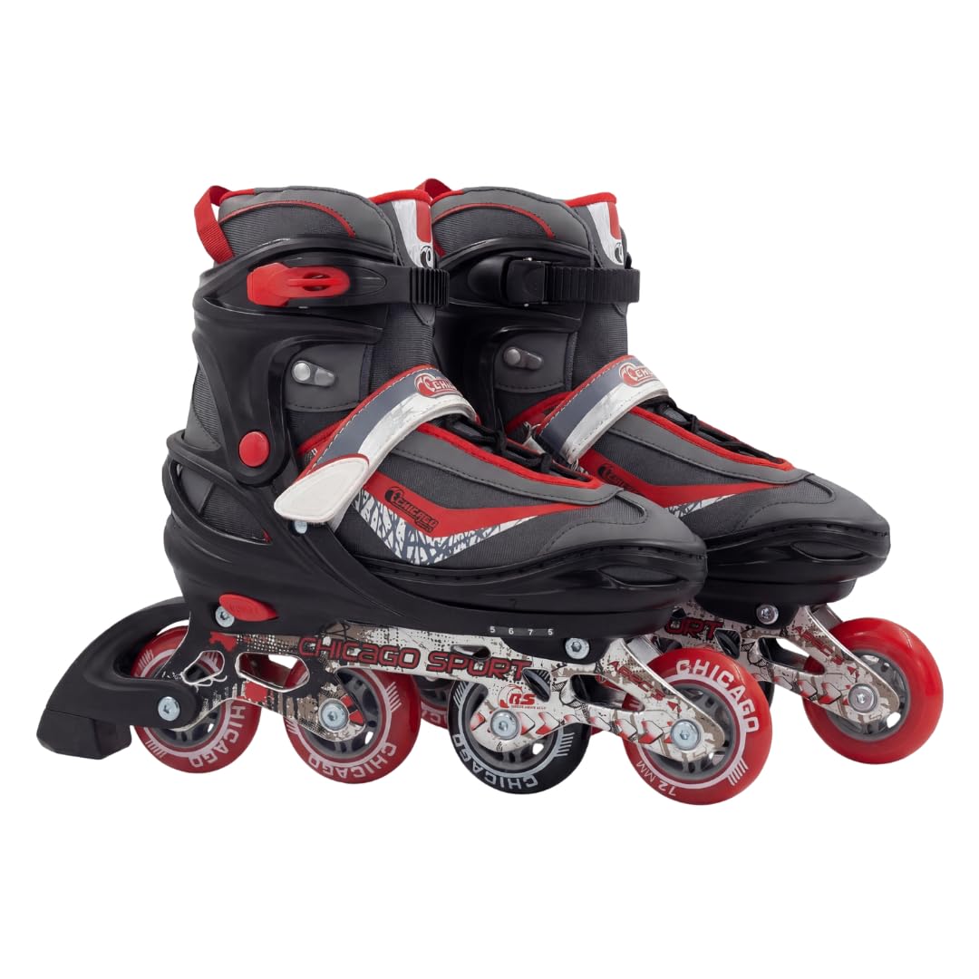 Chicago Inline Roller Skates for Kids – Adjustable Skates, Top Performance Rollerblades, Indoor/Outdoor Toys, Roller Blades for Girls & Boys Ages 6-12, Durable, 70mm Urethane Wheels, ABEC-3 Bearings