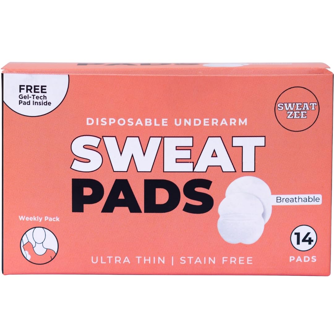 SweatZee Disposable Underarm Sweat Pads for Men and Women | Prevents Stains | Absorbs Sweat & Unpleasant Odour | Breathable | Prevents Stains (28)