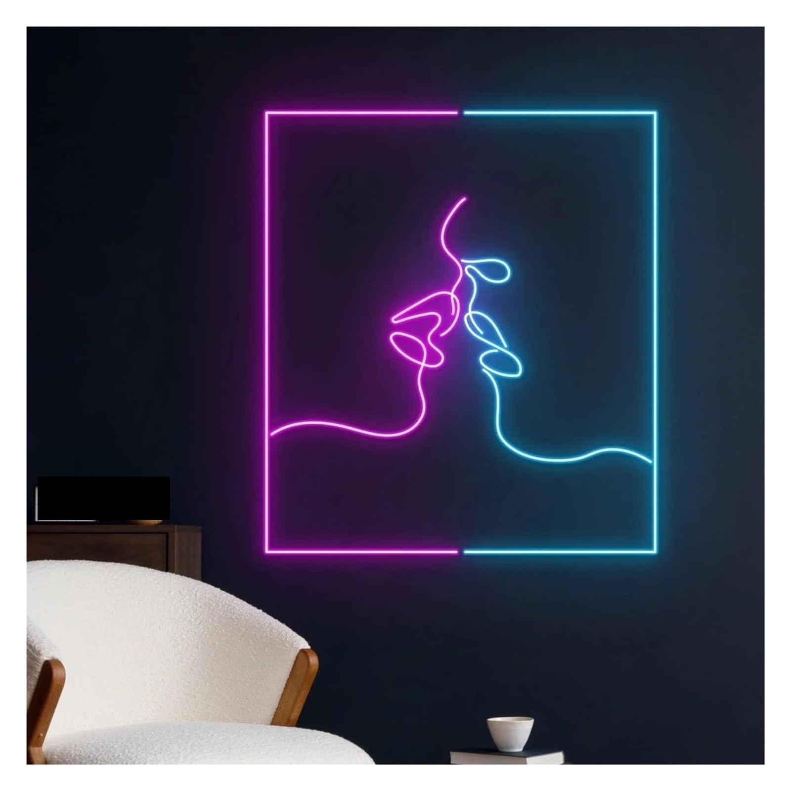 Letrero de neón Decoración de luz neón pareja besándose para letrero LED para San Valentín romántico cumpleaños