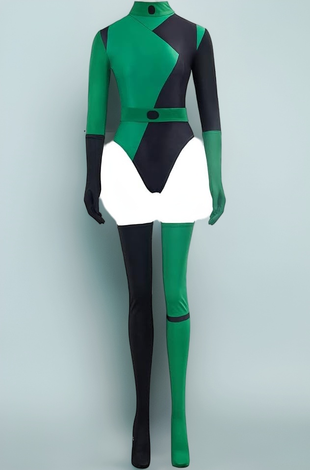 CosplayDiy Women's Shego Cosplay costume Super Villains Shego Bodysuit Jumpsuit with Gloves M